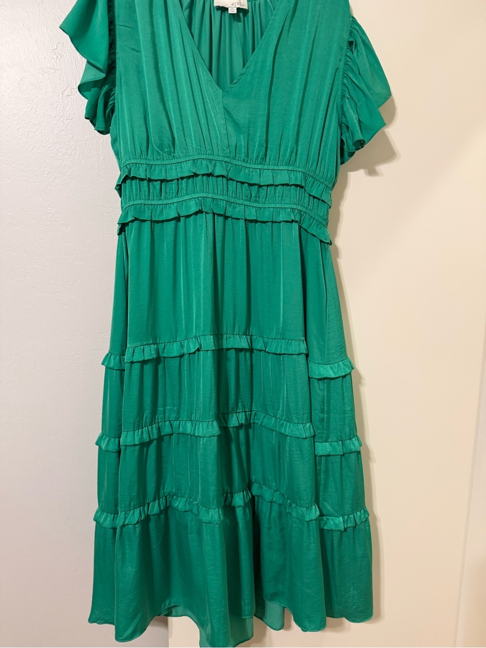 Green Tiered Ruffle Midi Dress